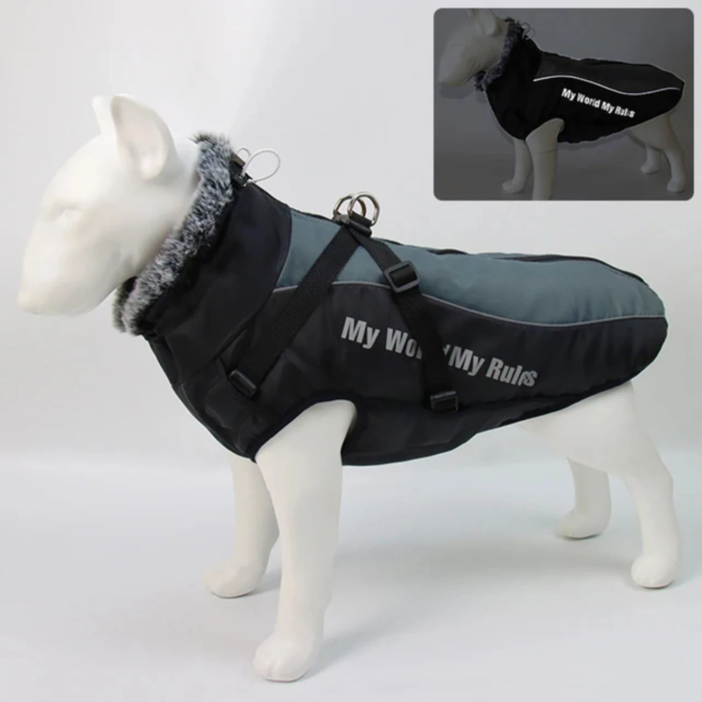 Large Pet Dog Jacket with Harness Winter Reflective Pet Coat