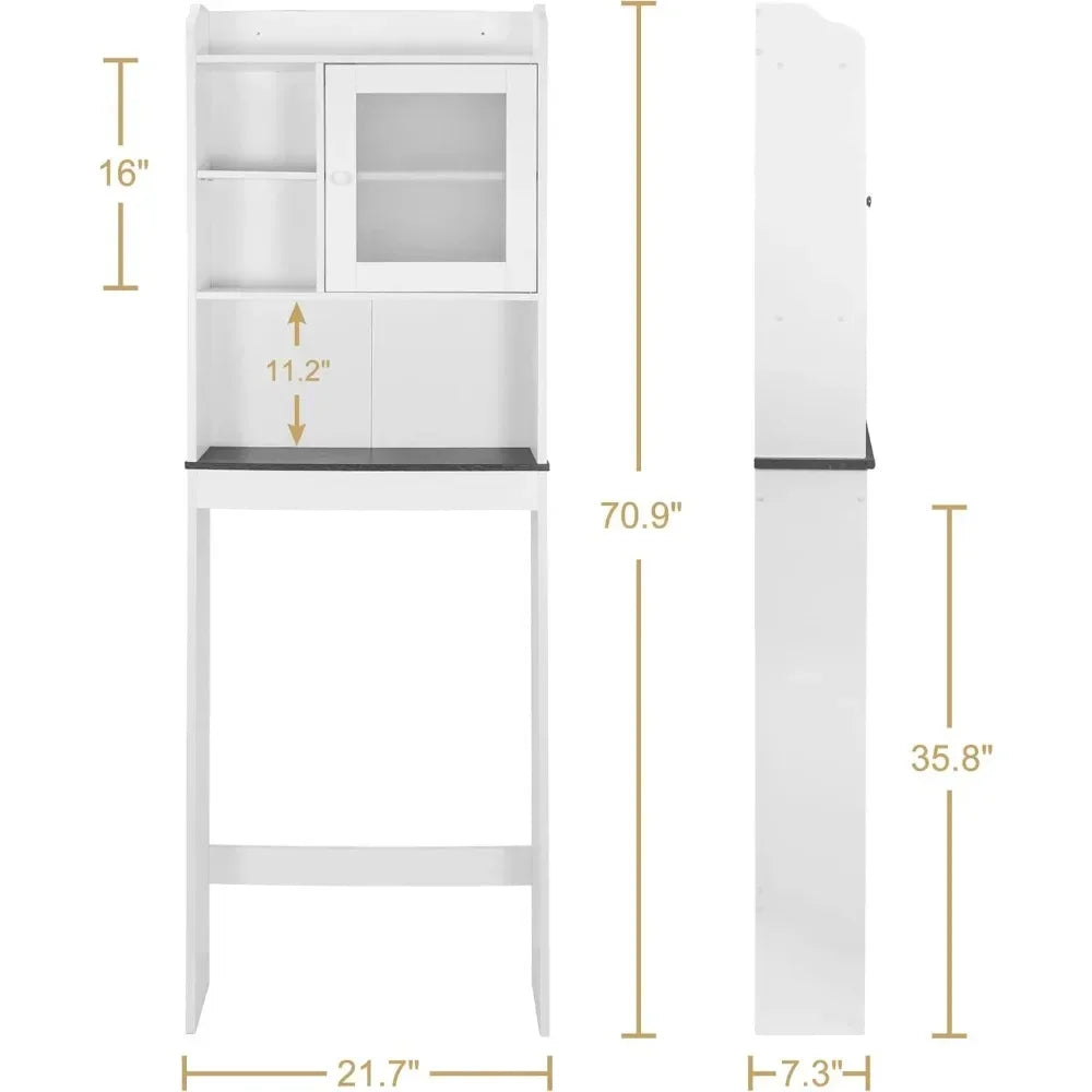 Toilet Bathroom Storage Cabinet Freestanding  Organizer with Adjustable Shelves r