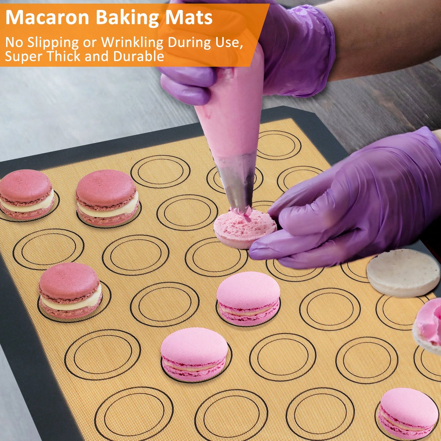 4 to 8Pcs Macaron Baking Mats Non Stick Silicone Baking Sheet Reusable