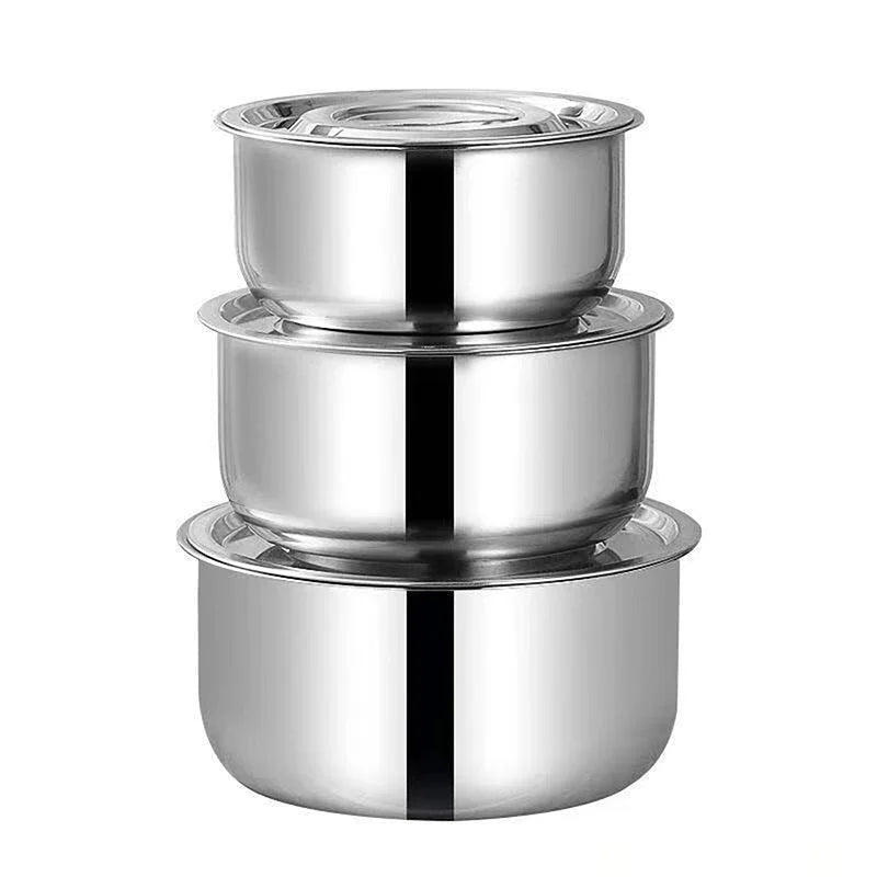 3pcs Stainless Steel Soup pot With Lid