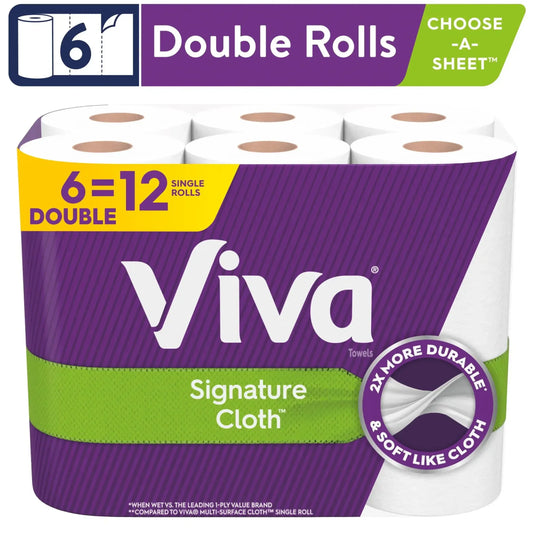 Signature Cloth Paper Towels 6 Double Rolls As Soft and Strong As Cloth