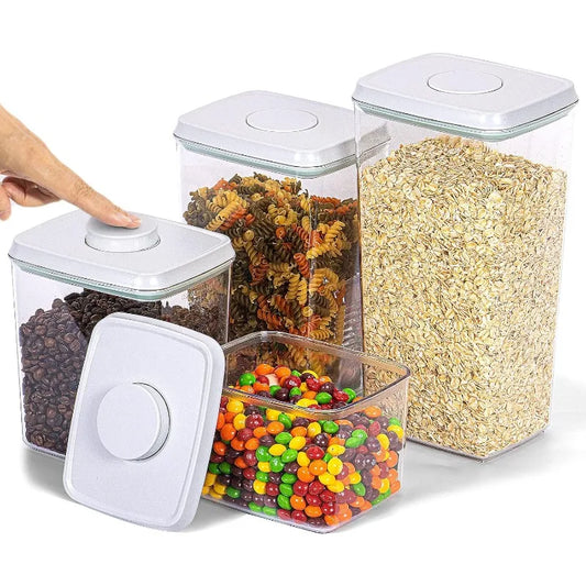 Airtight Food Storage Containers with Lids, Top One Button Control, Air Tight Stackable