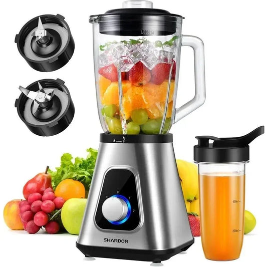 SHARDOR 1200W Blender Combo, 52oz Glass Jar, 22oz Travel Cup