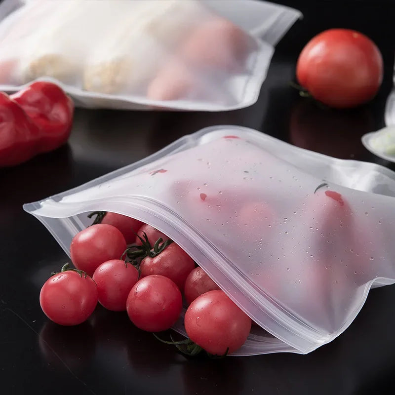New Silicone Food Storage Bag Reusable Stand Up Zip Shut Bag