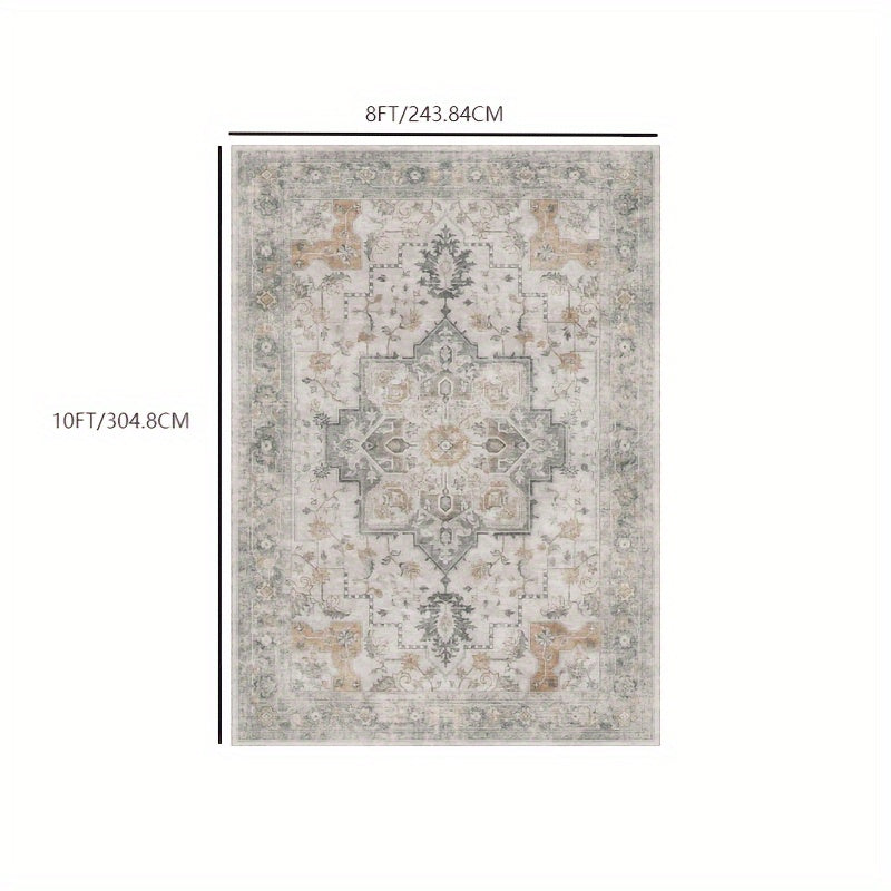 Area Rugs,  Machine Washable Non Slip,  Lightweight  Print Rug, Light Taupe Brown